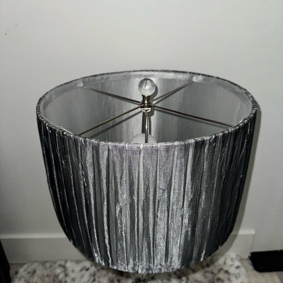 Lamp diamond base crystal large Elegant Silver Table Lamp with Textured Shade - Picture 3 of 8